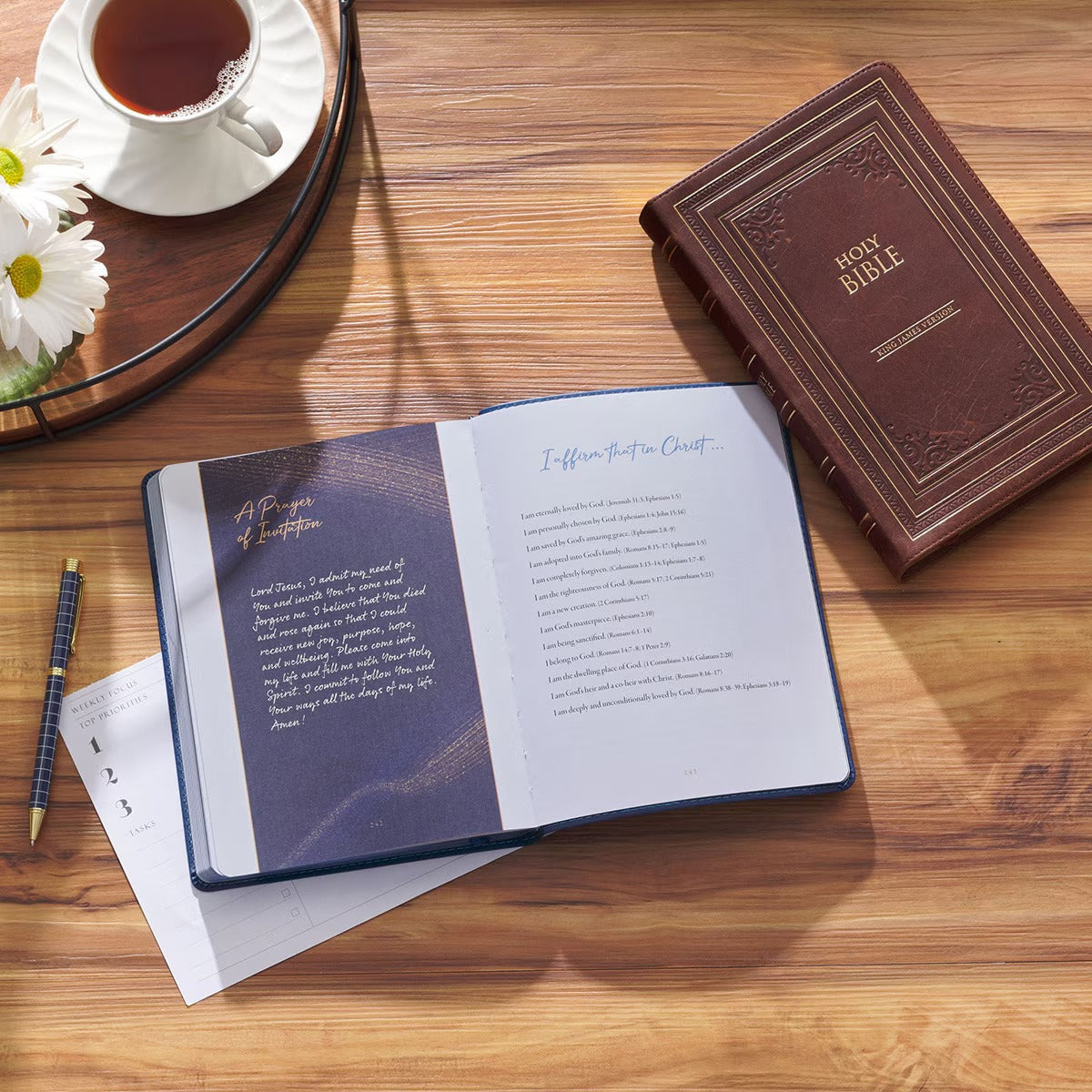 Live Well: God's Plan for Your Wellbeing Blue Faux Leather Daily Devotional - The Christian Gift Company