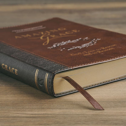 Amazing Grace Two-Tone Brown Faux Leather Daily Devotional
