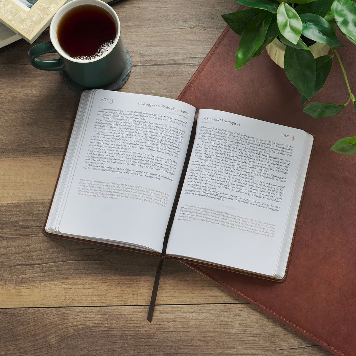 365 Days through the Bible Chestnut Brown Faux Leather Daily Devotional