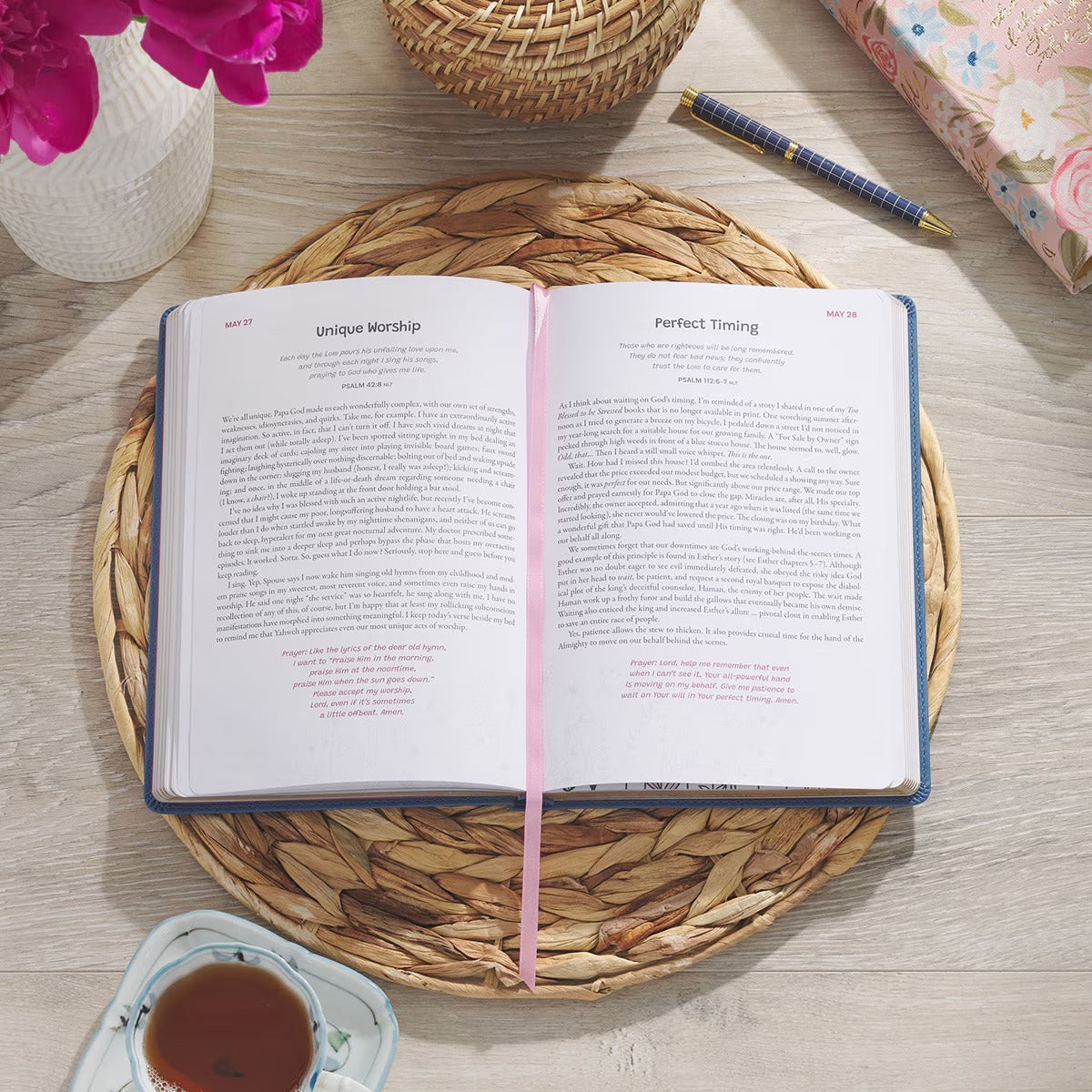 Bless Your Heart Blue Faux Leather Daily Devotional for Women