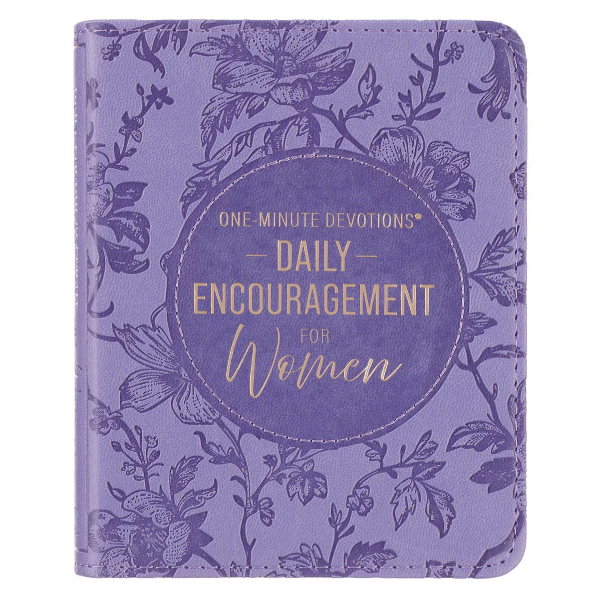 One-Minute Devotions®: Daily Encouragement for Women Purple Floral Faux Leather Devotional - The Christian Gift Company