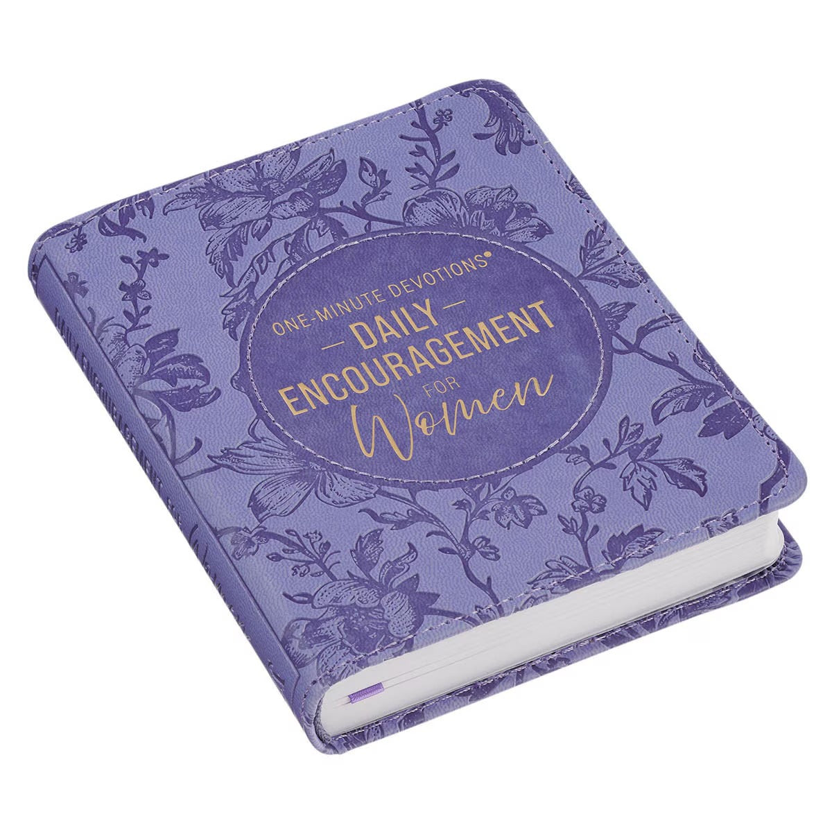 One-Minute Devotions®: Daily Encouragement for Women Purple Floral Faux Leather Devotional - The Christian Gift Company