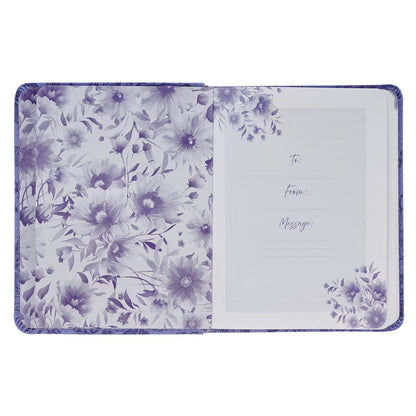 One-Minute Devotions®: Daily Encouragement for Women Purple Floral Faux Leather Devotional - The Christian Gift Company