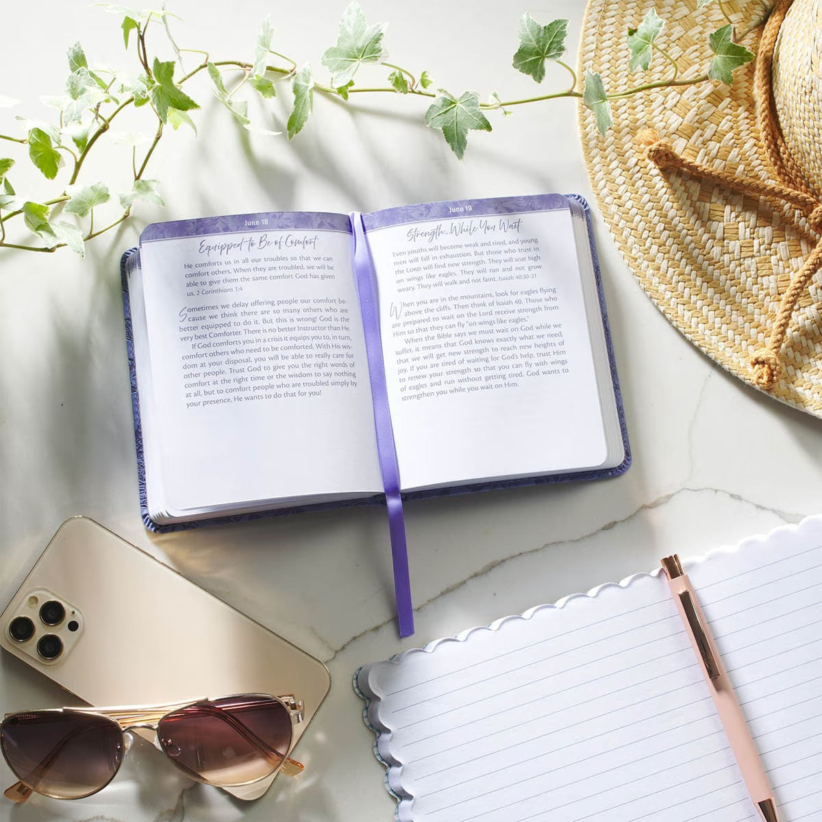 One-Minute Devotions®: Daily Encouragement for Women Purple Floral Faux Leather Devotional - The Christian Gift Company
