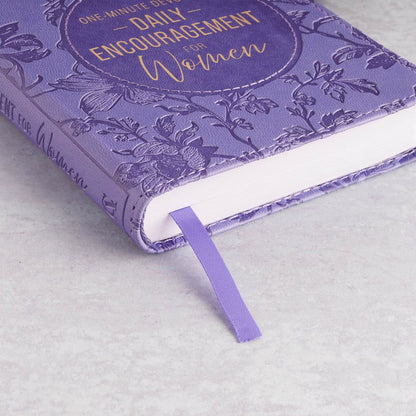 One-Minute Devotions®: Daily Encouragement for Women Purple Floral Faux Leather Devotional - The Christian Gift Company