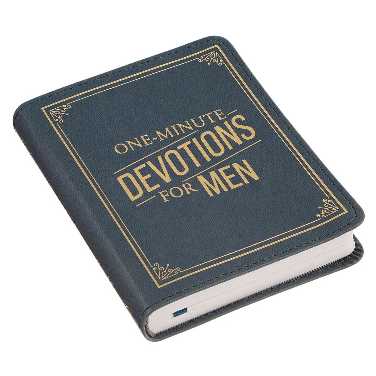 One-Minute Devotions® for Men Slate Blue Faux Leather Devotional - The Christian Gift Company