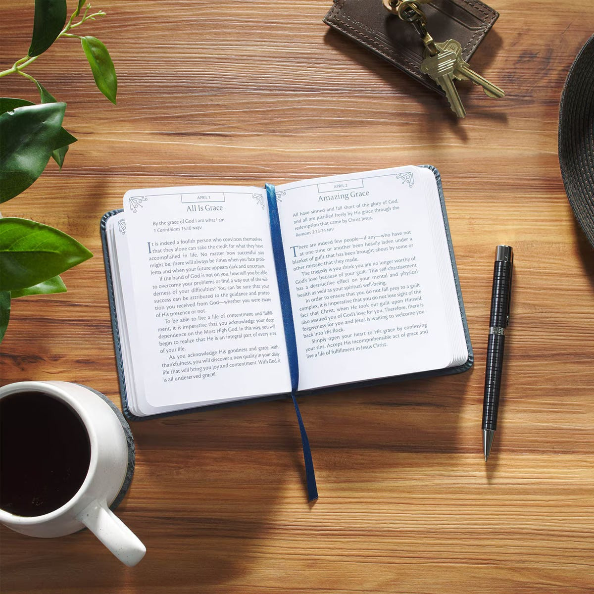 One-Minute Devotions® for Men Slate Blue Faux Leather Devotional - The Christian Gift Company