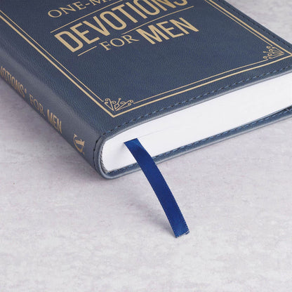 One-Minute Devotions® for Men Slate Blue Faux Leather Devotional - The Christian Gift Company