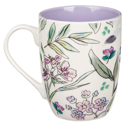 Amazing Grace Purple Floral Ceramic Mug