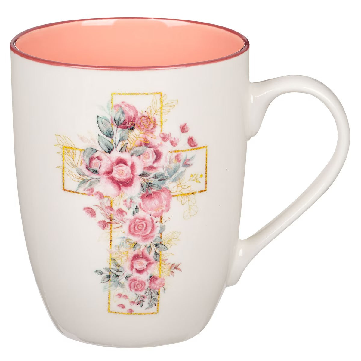 Pink Floral Cross Ceramic Coffee Mug - The Christian Gift Company
