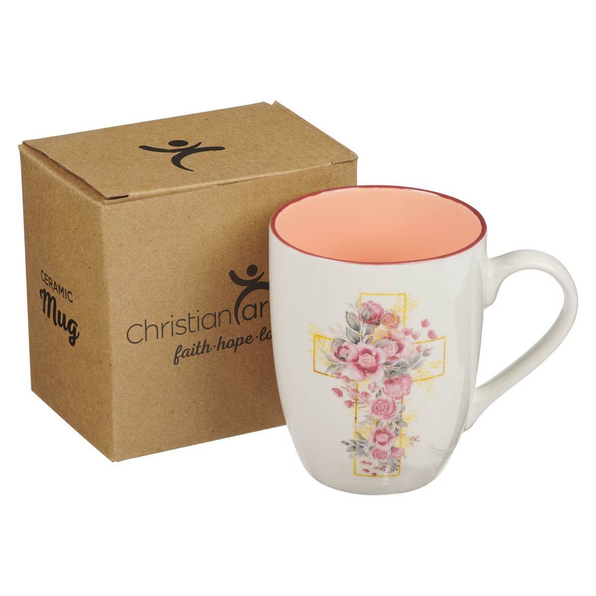 Pink Floral Cross Ceramic Coffee Mug - The Christian Gift Company