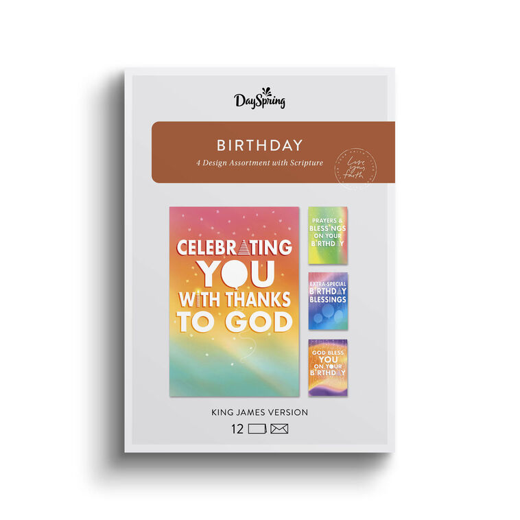 Celebrating You Assorted Religious Birthday Cards, Box of 12 - The Christian Gift Company