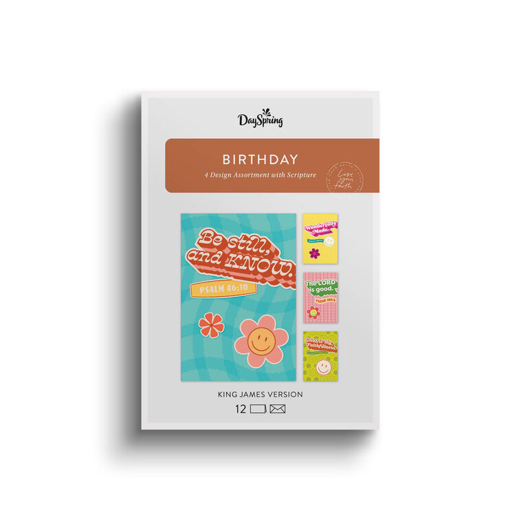 Bright Retro Assorted Religious Birthday Cards, Box of 12 - The Christian Gift Company