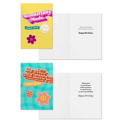Bright Retro Assorted Religious Birthday Cards, Box of 12 - The Christian Gift Company