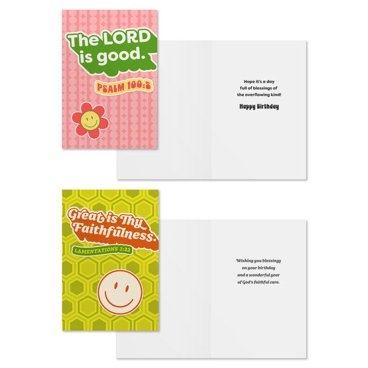 Bright Retro Assorted Religious Birthday Cards, Box of 12 - The Christian Gift Company