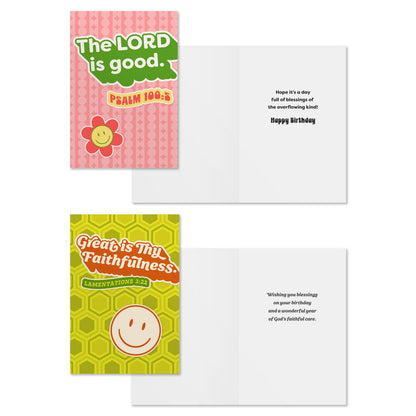 Bright Retro Assorted Religious Birthday Cards, Box of 12 - The Christian Gift Company