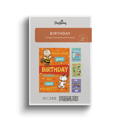 Peanuts® Happy Day Assorted Religious Birthday Cards, Box of 12 - The Christian Gift Company