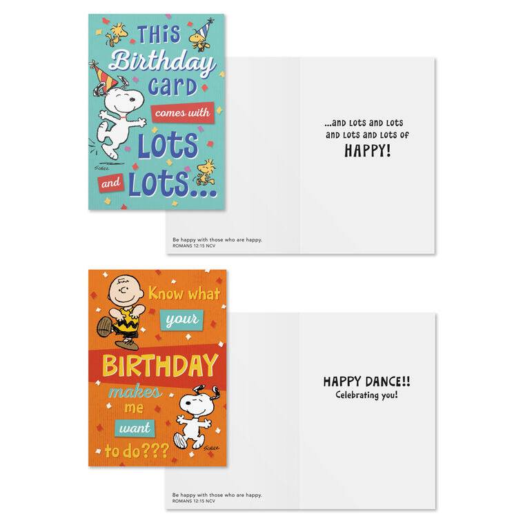 Peanuts® Happy Day Assorted Religious Birthday Cards, Box of 12 - The Christian Gift Company