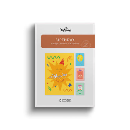 Bold and Bright Blessings Assorted Religious Birthday Cards, Box of 12 - The Christian Gift Company