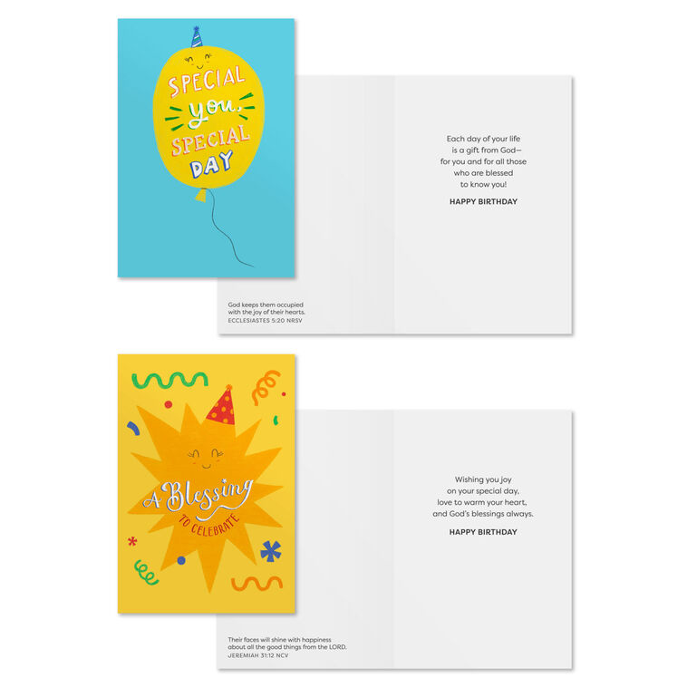 Bold and Bright Blessings Assorted Religious Birthday Cards, Box of 12 - The Christian Gift Company