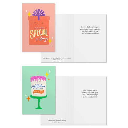 Bold and Bright Blessings Assorted Religious Birthday Cards, Box of 12 - The Christian Gift Company