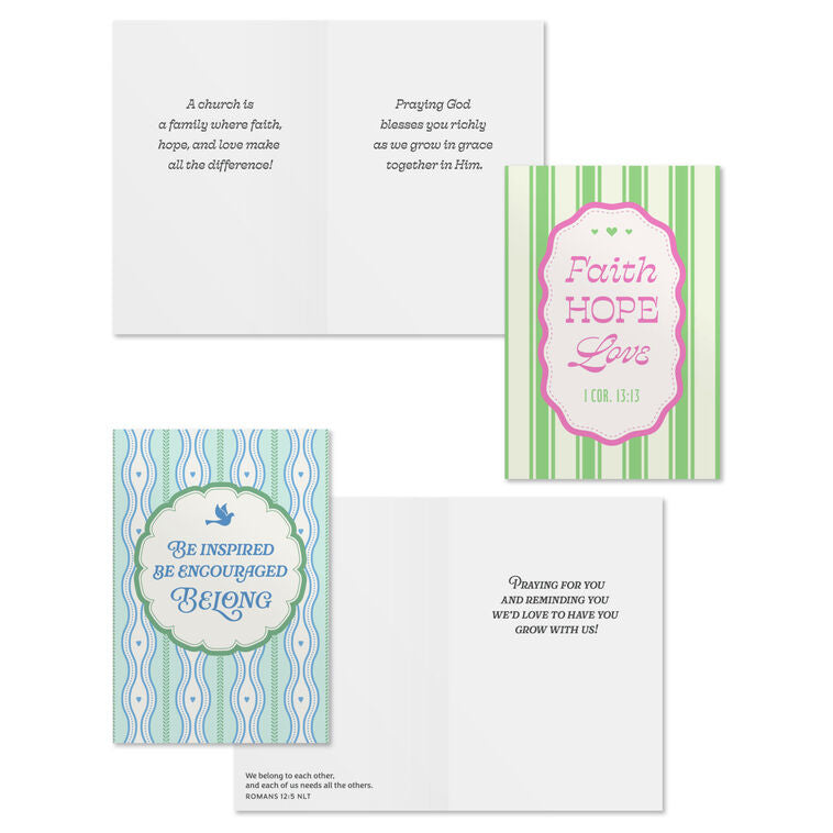Faith Hope Love Assorted Religious Church Occasions Cards, Box of 12 - The Christian Gift Company