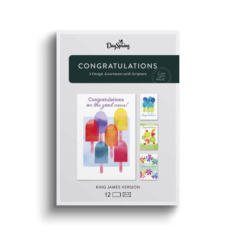 Bright Celebrations Assorted Religious Congratulations Cards, Box of 12