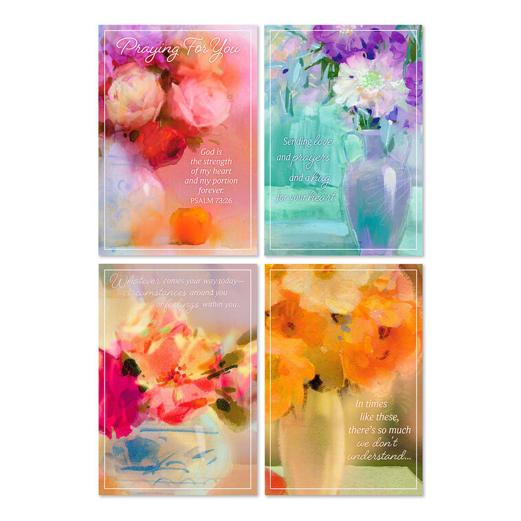 Watercolour Floral Assorted Religious Encouragement Cards, Box of 12 - The Christian Gift Company