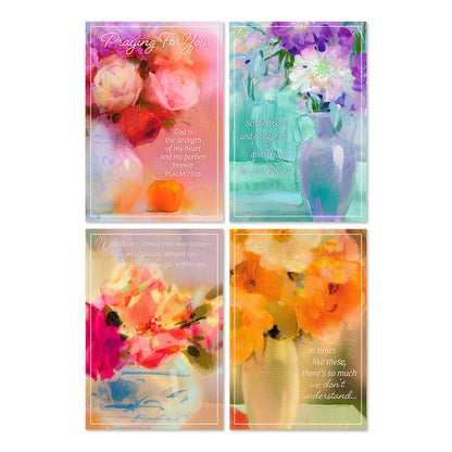 Watercolour Floral Assorted Religious Encouragement Cards, Box of 12 - The Christian Gift Company
