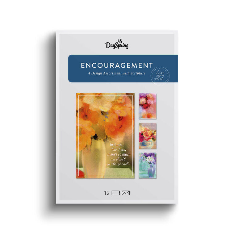 Watercolour Floral Assorted Religious Encouragement Cards, Box of 12 - The Christian Gift Company