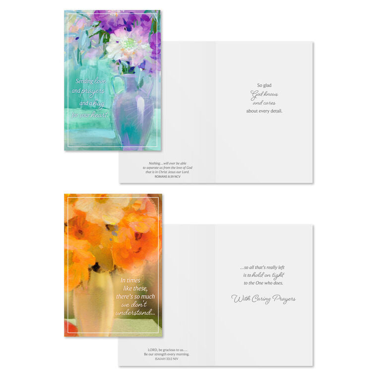 Watercolour Floral Assorted Religious Encouragement Cards, Box of 12 - The Christian Gift Company