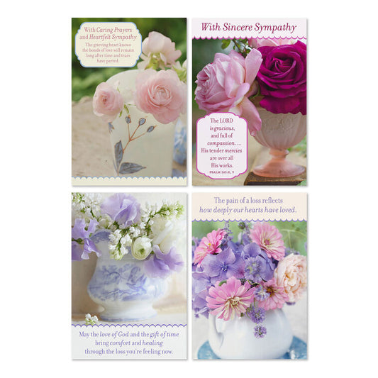 Fresh Floral Assorted Religious Sympathy Cards, Box of 12 - The Christian Gift Company