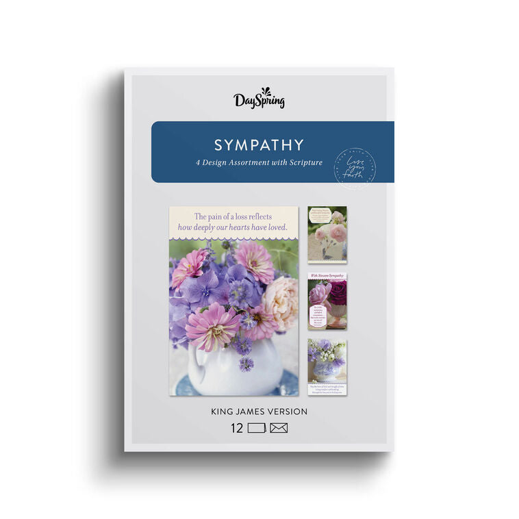 Fresh Floral Assorted Religious Sympathy Cards, Box of 12 - The Christian Gift Company