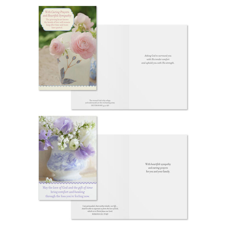 Fresh Floral Assorted Religious Sympathy Cards, Box of 12 - The Christian Gift Company