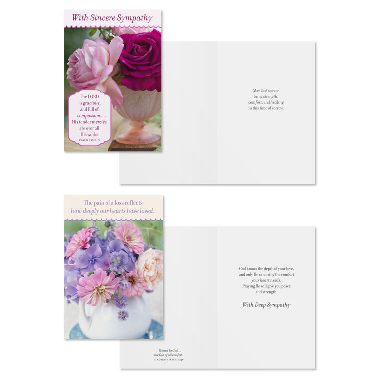Fresh Floral Assorted Religious Sympathy Cards, Box of 12 - The Christian Gift Company