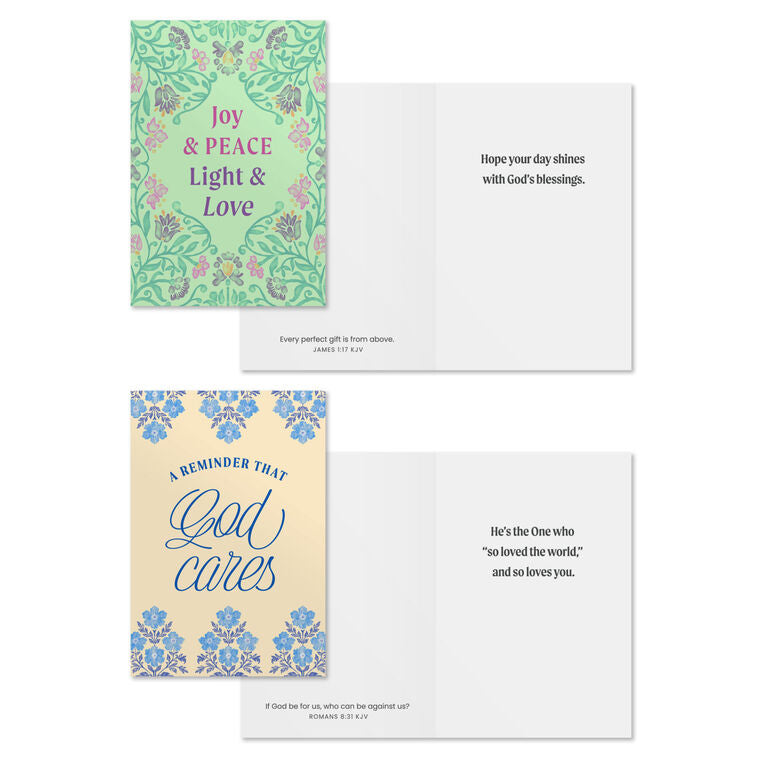 Bright Patterns Assorted Religious Encouragement Cards, Box of 12 - The Christian Gift Company