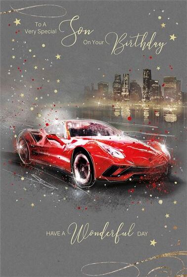 Son Birthday Card - Red Sports Car - The Christian Gift Company