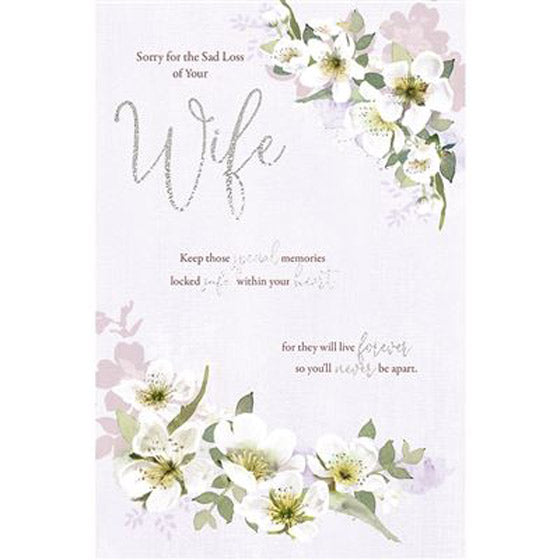 Loss of Wife Sympathy Card - White Blossom - The Christian Gift Company