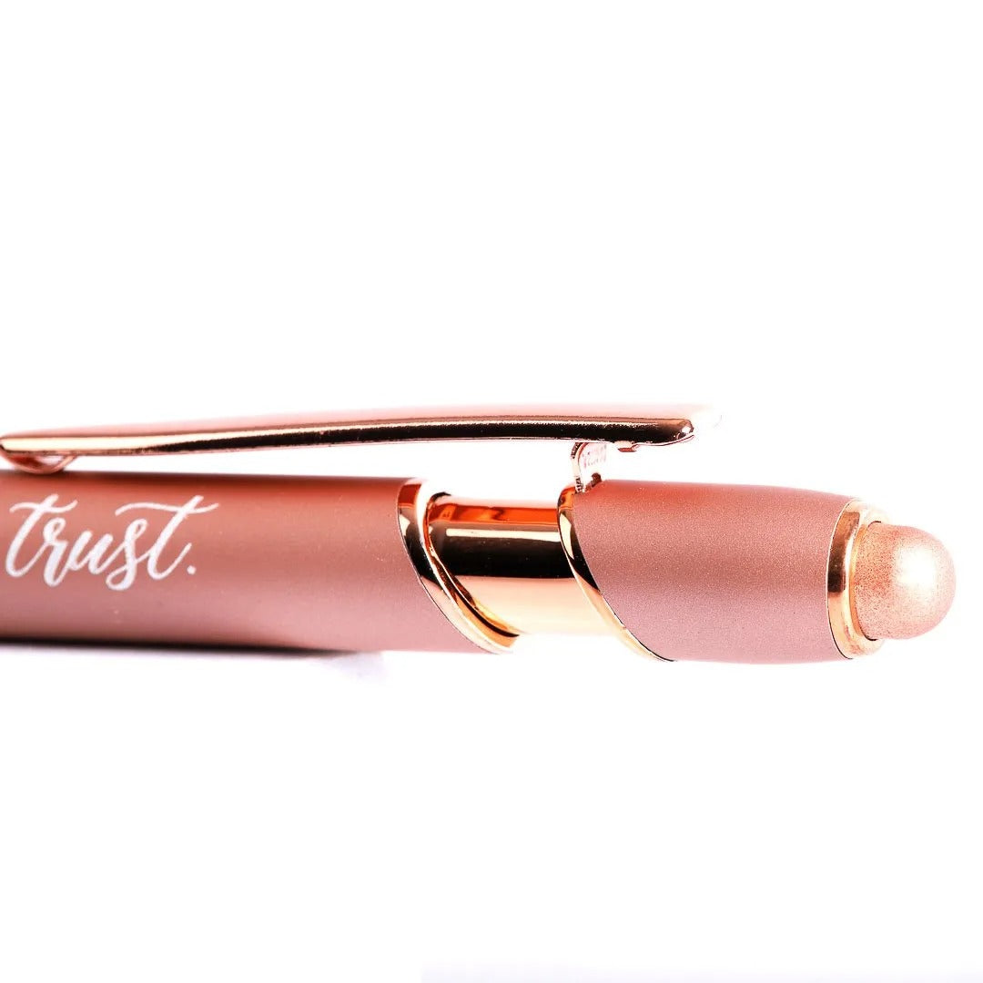 Engraved Gift Pen Rose Gold - Pray Wait Trust - The Christian Gift Company