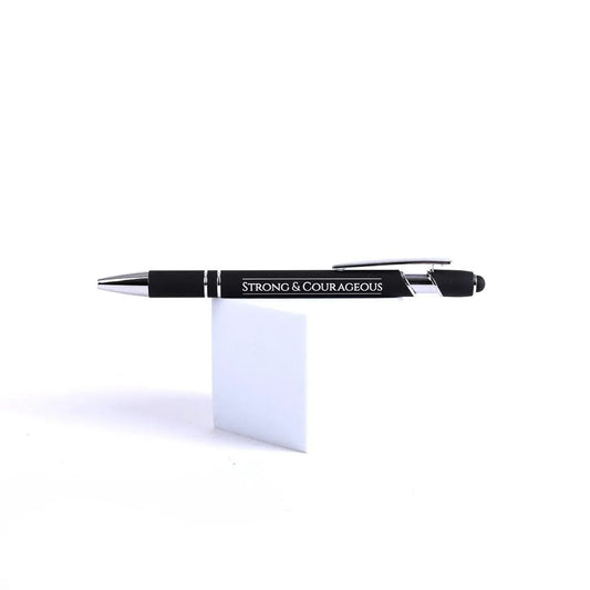 Engraved Gift Pen Black - Strong and Courageous - The Christian Gift Company