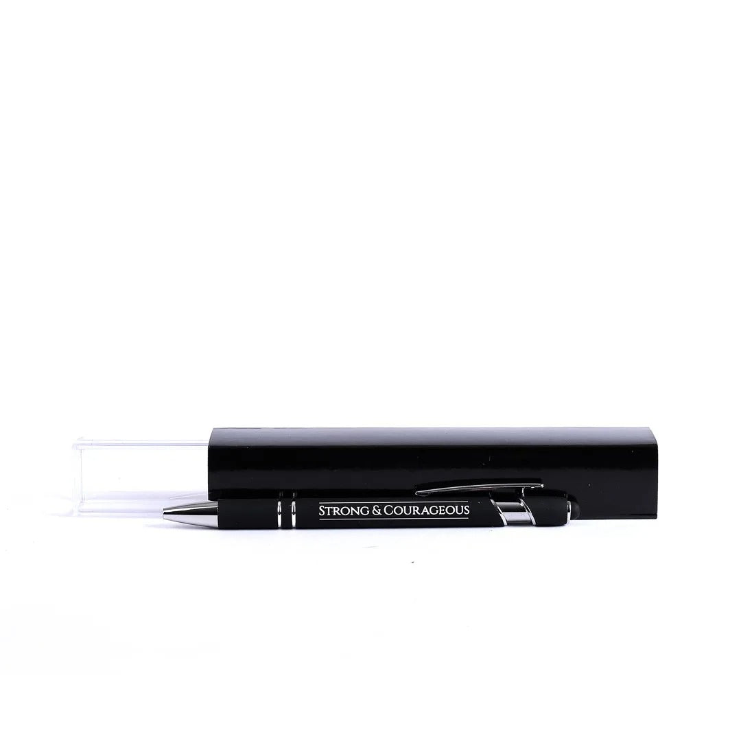 Engraved Gift Pen Black - Strong and Courageous - The Christian Gift Company