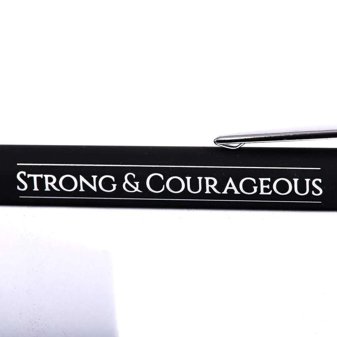 Engraved Gift Pen Black - Strong and Courageous - The Christian Gift Company