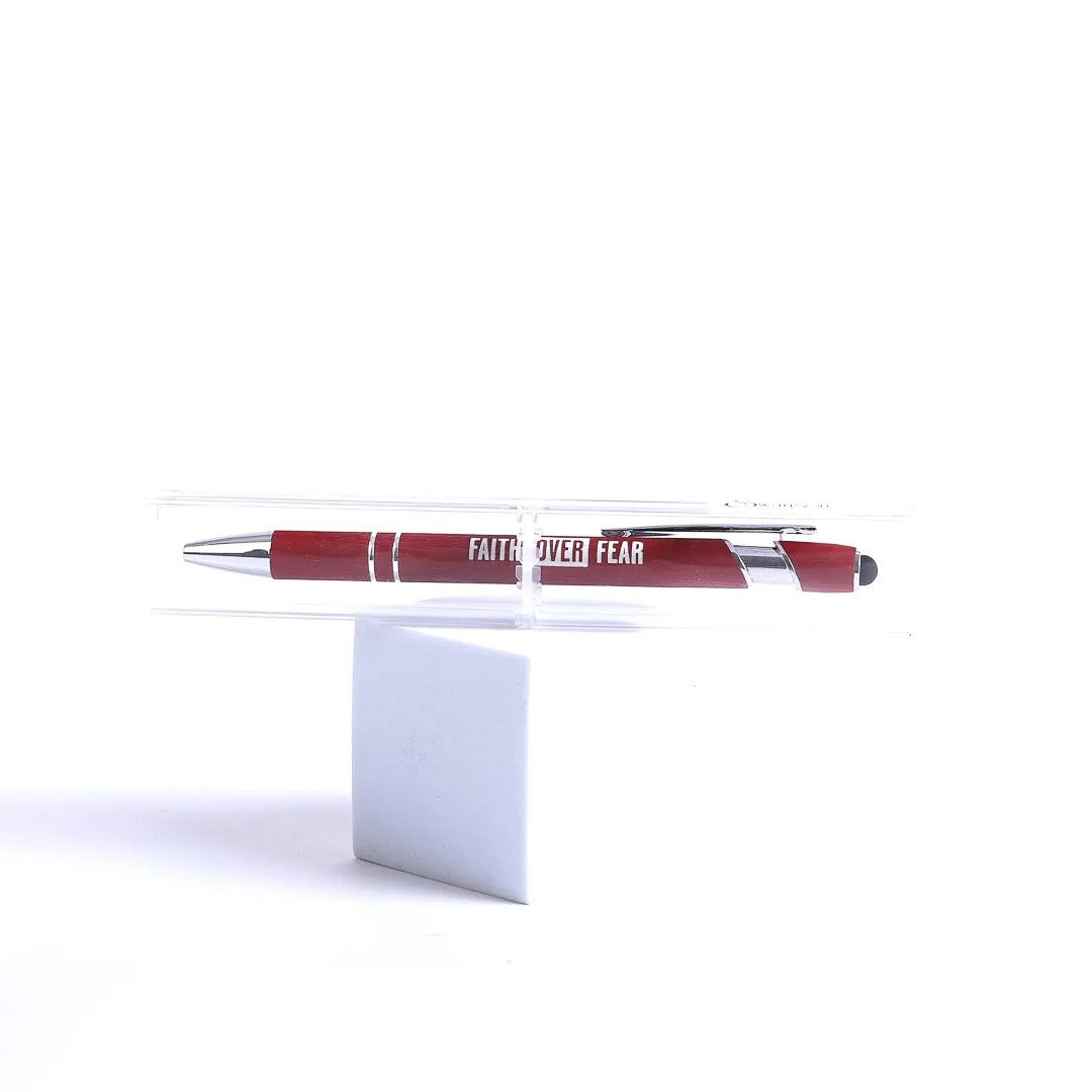 Engraved Gift Pen Dark Red - Faith over Fear - The Christian Gift Company