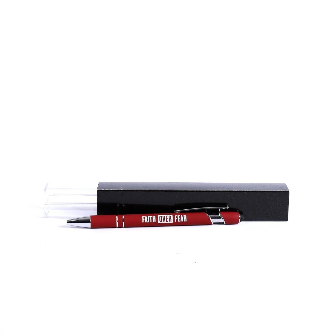 Engraved Gift Pen Dark Red - Faith over Fear - The Christian Gift Company