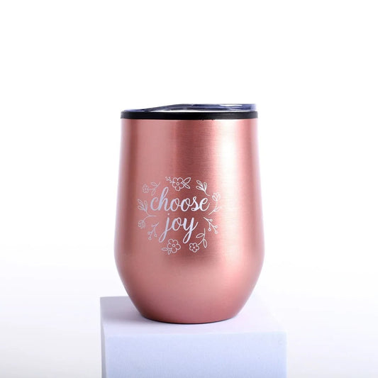 Stainless Steel Mug Tumbler in Rose Gold - Choose Joy - The Christian Gift Company