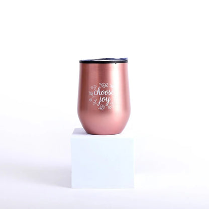 Stainless Steel Mug Tumbler in Rose Gold - Choose Joy - The Christian Gift Company