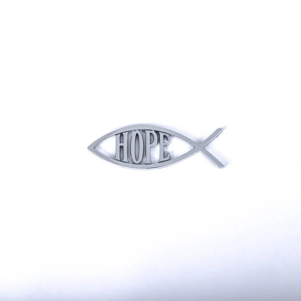 Car Badge Silver - Fish/Hope - The Christian Gift Company