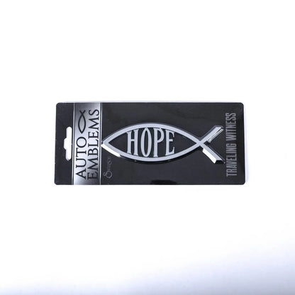 Car Badge Silver - Fish/Hope - The Christian Gift Company