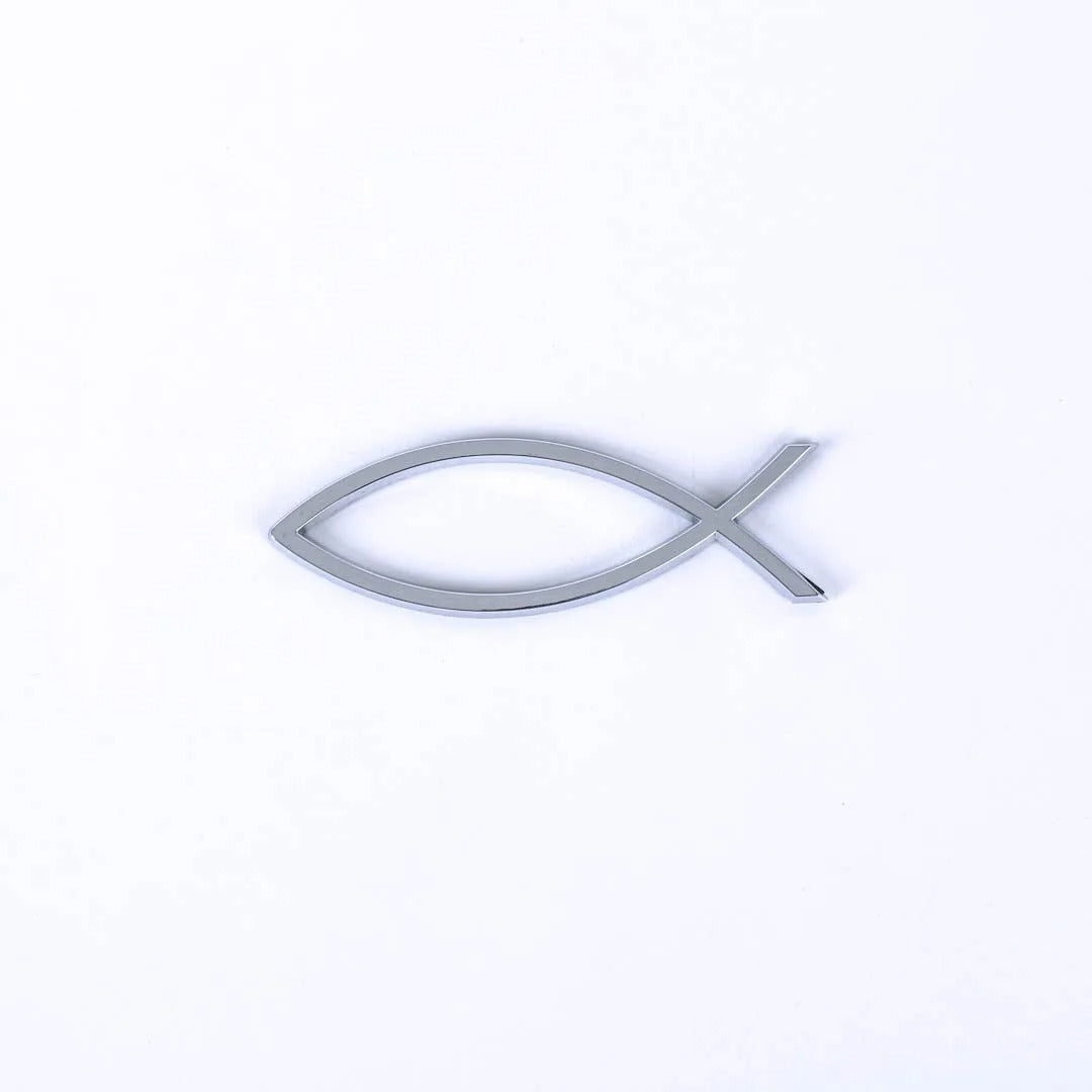 Car Badge Silver - Fish - The Christian Gift Company