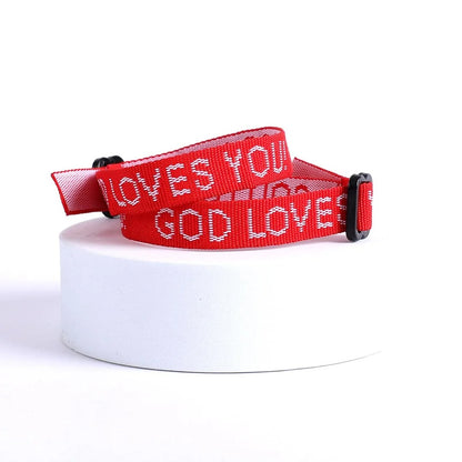 Woven Bracelet Red - God Loves You - The Christian Gift Company